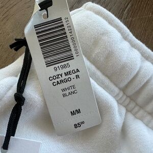 White cozy mega cargo regular length sweats -Aritizia